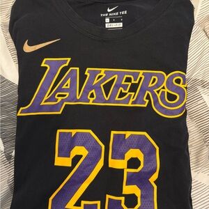 LeBron James Nike Black Lakers Tee with Purple and Gold